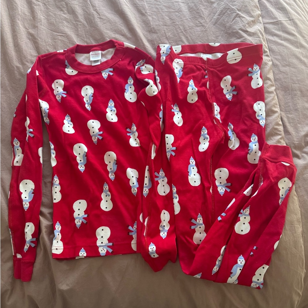 Hanna Andersson Red Snowman Kids Pajama Set